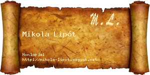 Mikola Lipót névjegykártya